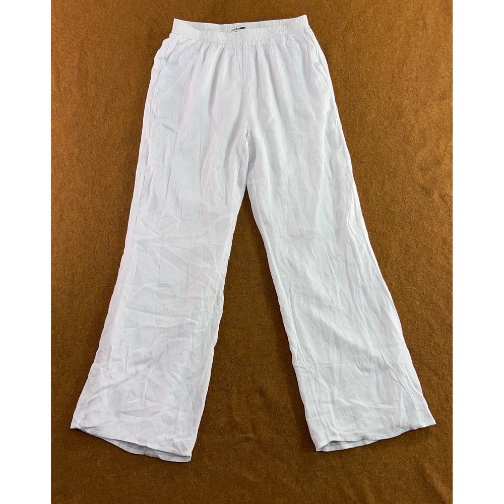 Fashion Nova Womens Large White Rayon Wide Leg Pants New